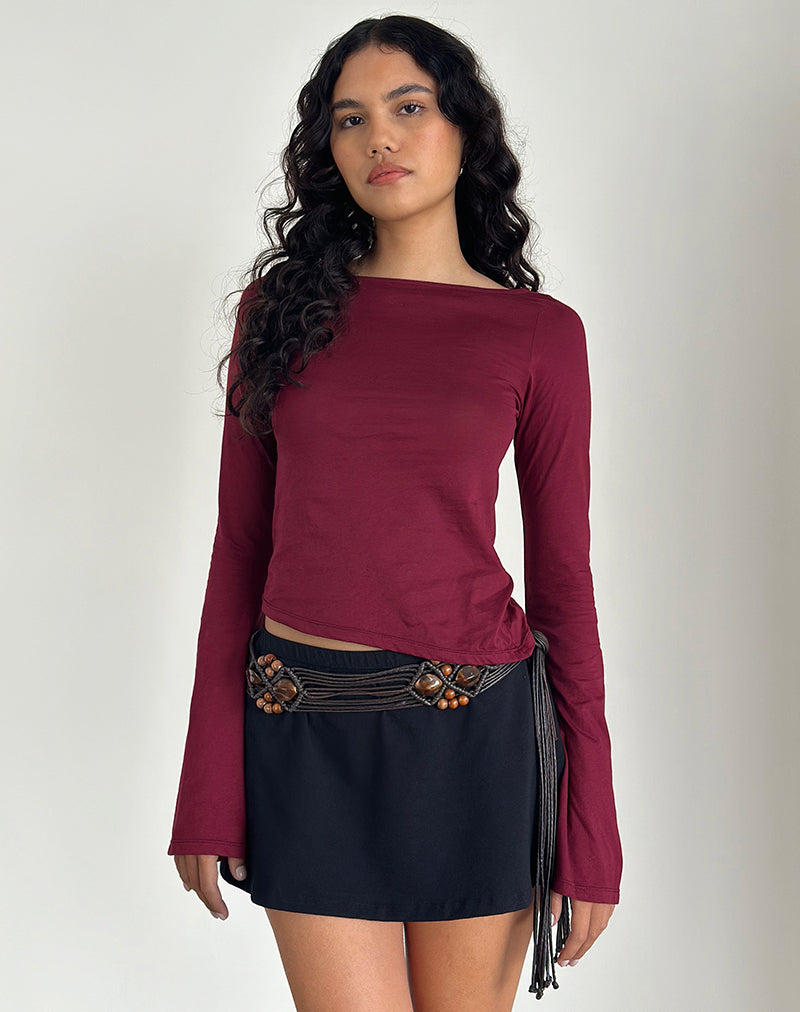 Lunica Jersey Top met lange mouwen in bordeauxrood