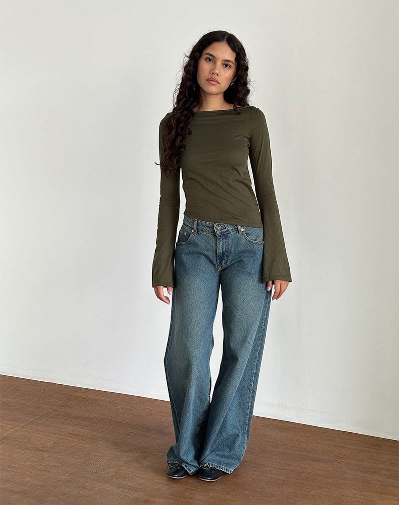 Lunica Top in Tissue Jersey Olijf