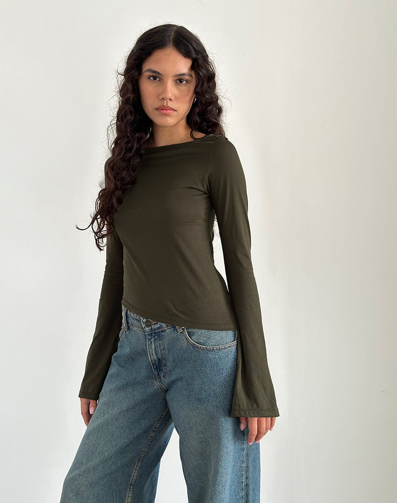 Afbeelding van Lunica Top in Tissue Jersey Olijfje