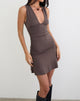 Afbeelding van Luscian Plunge Mini Dress in Peppercorn