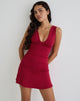 Afbeelding van Luscian Plunge Mini Dress in Rood met Zwarte Micro Polka Print