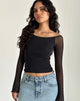 Afbeelding van Lutana Bardot Top in Mesh Zwart