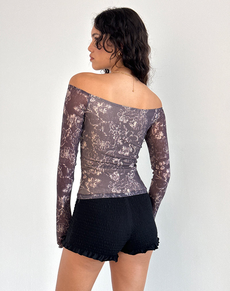 Afbeelding van Lutana Top in Batik Botanical Bruin