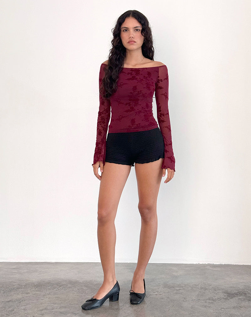 Afbeelding van Lutana Top in Botanische Bloem Maroon