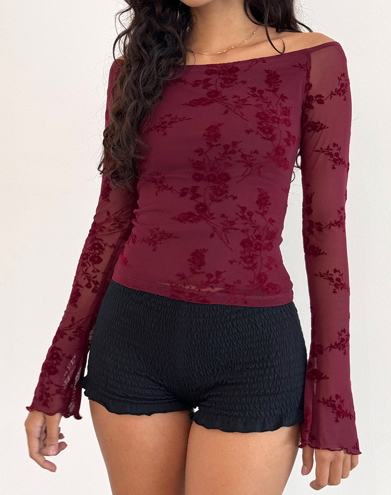 Afbeelding van Lutana Top in Botanische Bloem Maroon