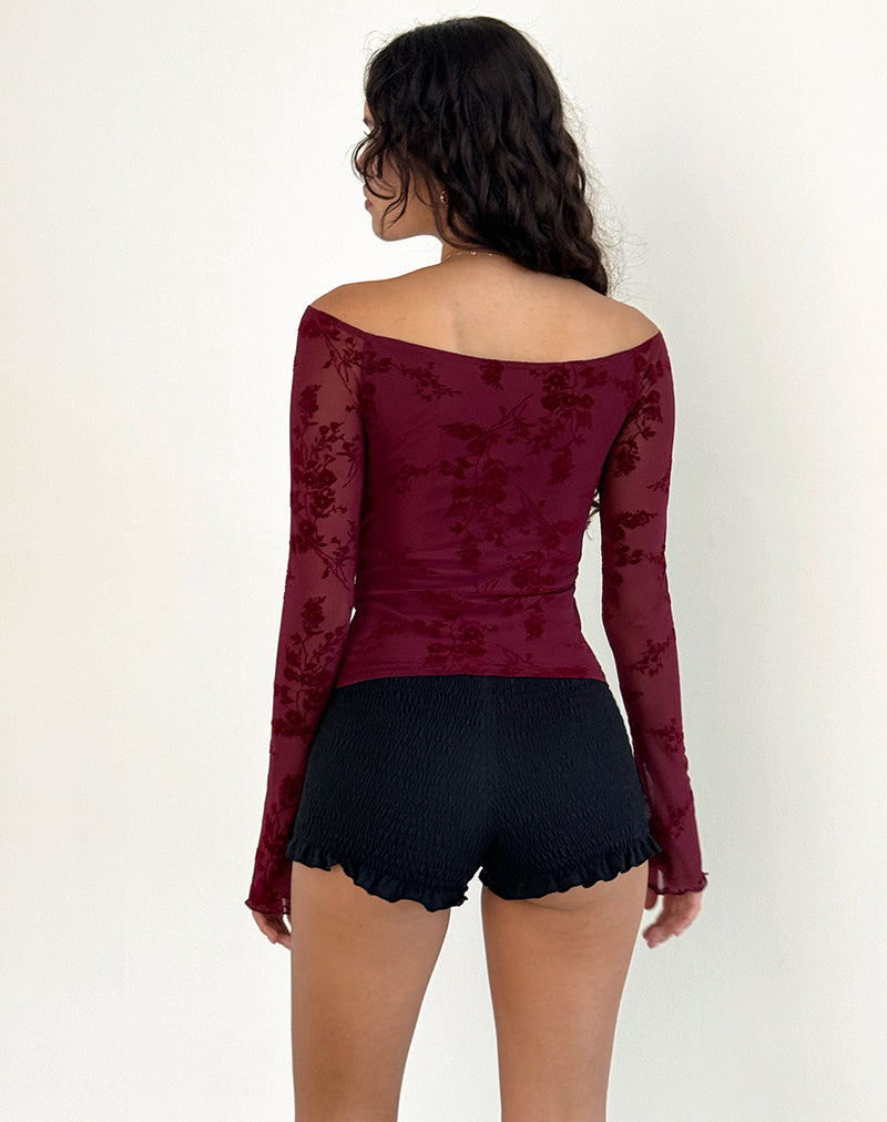Afbeelding van Lutana Top in Botanische Bloem Maroon