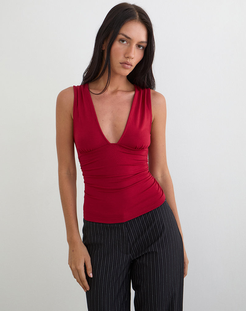 Afbeelding van Lycia Plunge Top in Adrenaline Red