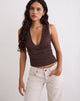 Afbeelding van Lycia Plunge Top in Micro Polka Bruin