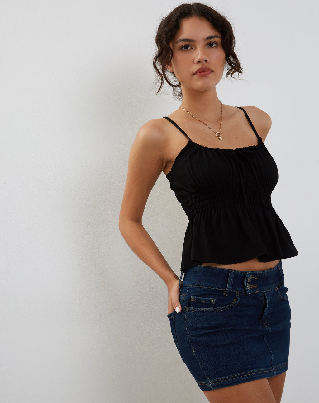 Lyncia Cami Top met Stropdas in Zwart