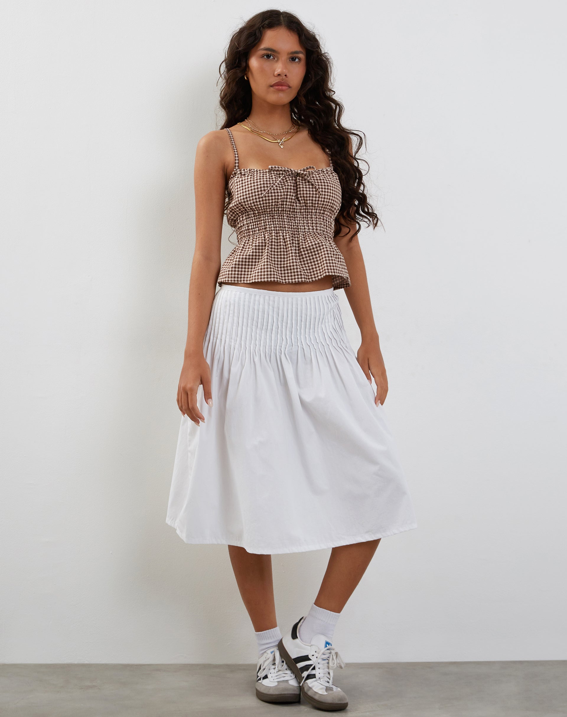 Afbeelding van Lyncia Cami Top met Stropdas in Mini Gingham