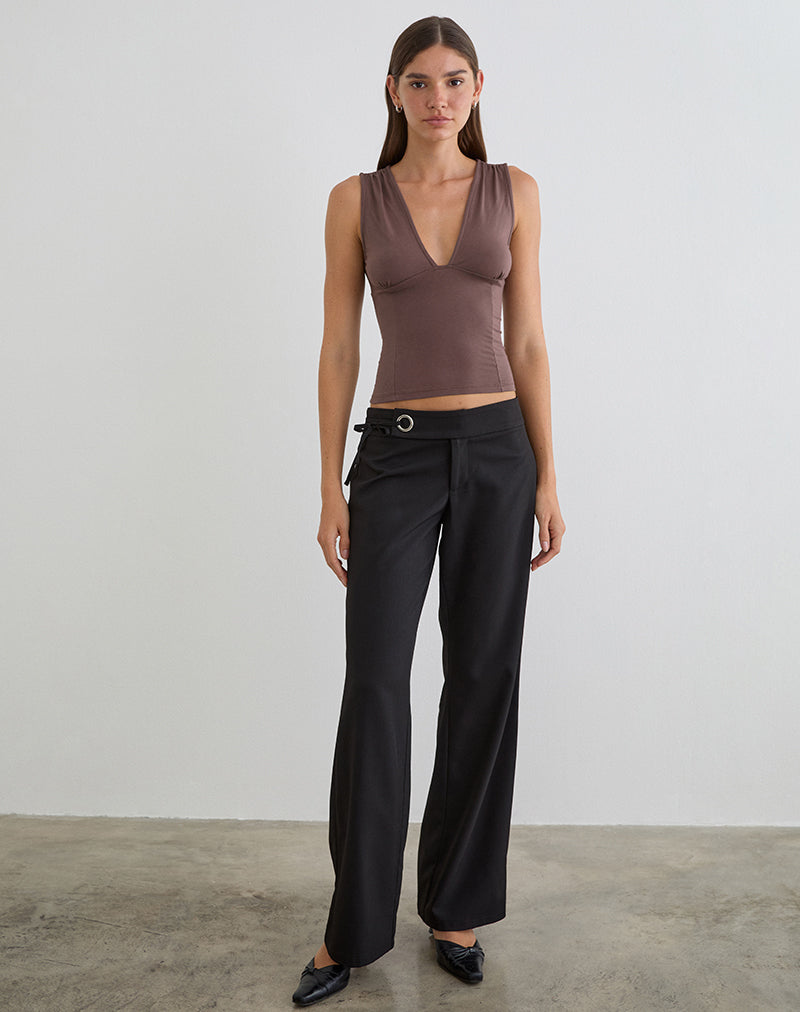 Afbeelding van Lynod Plunge Top in Deep Taupe