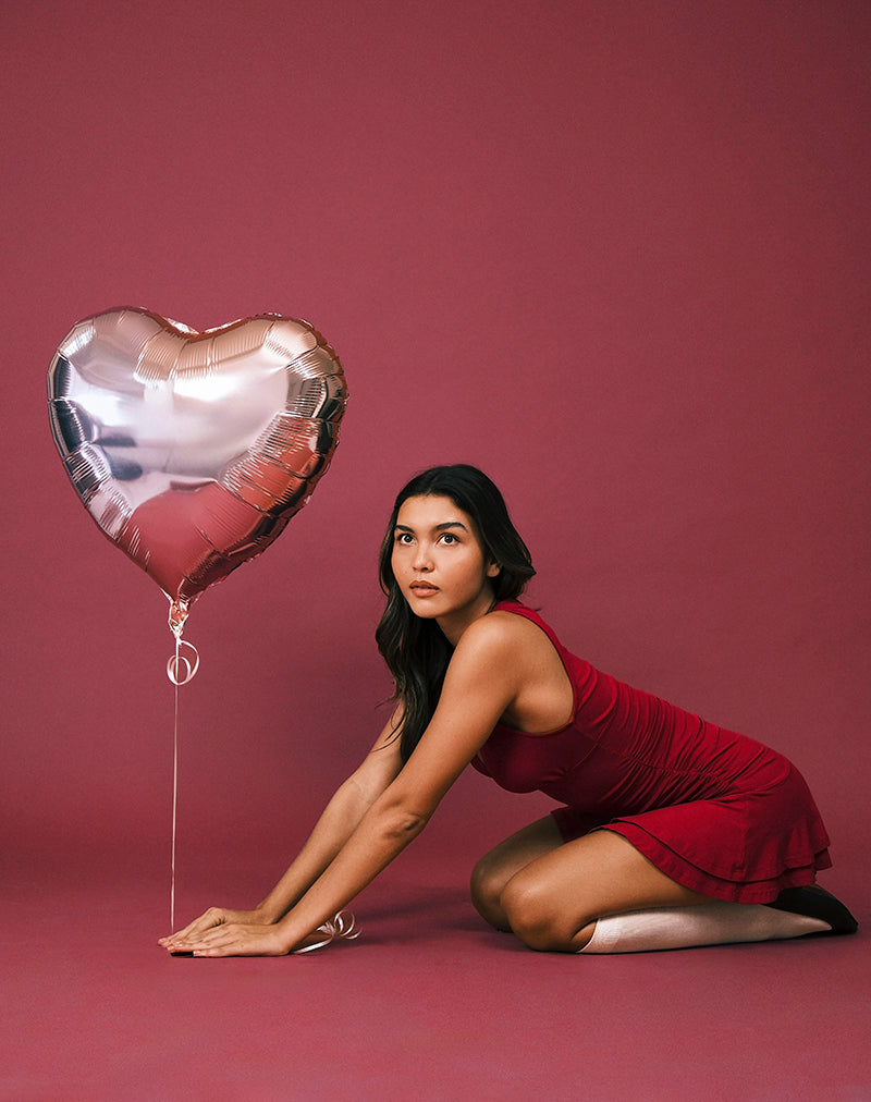 Lanai Mini Jurk in Rayon Jersey Adrenaline Rood