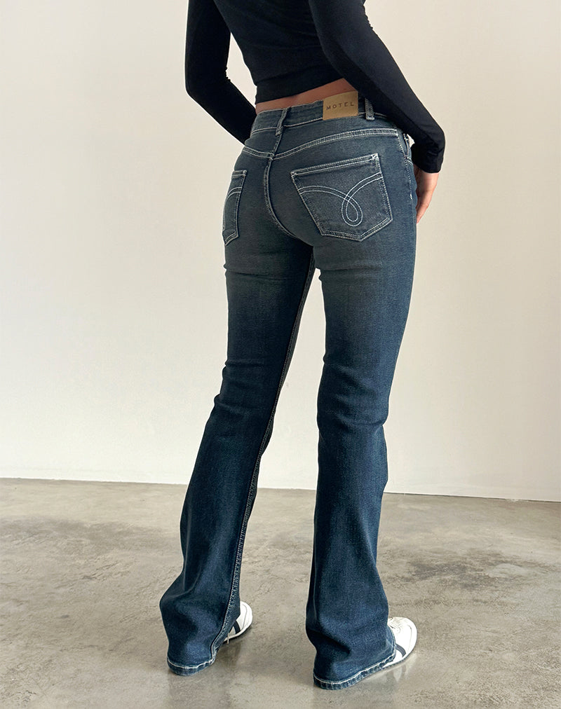 Afbeelding van Low Rise Bootleg Jeans in Heavy Stitch Vintage Indigo