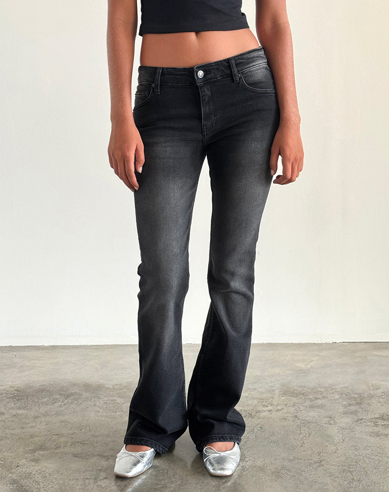 Afbeelding van Low Rise Flared Jeans in Extreem Zwart