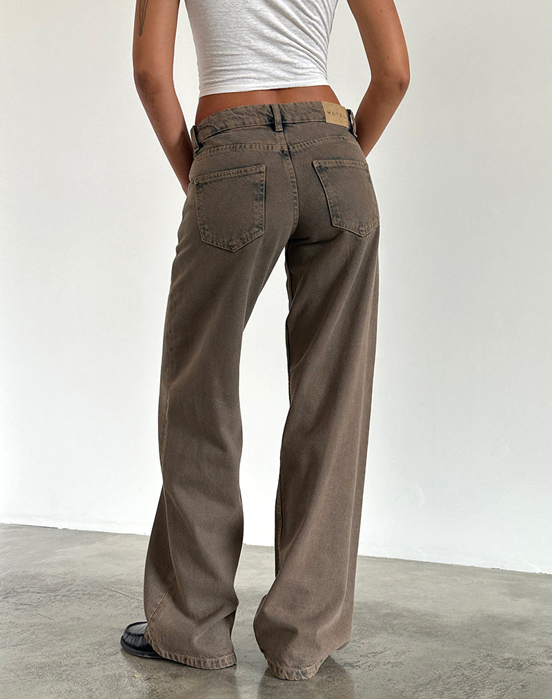 Low Rise Parallel Jeans in Donker Zand