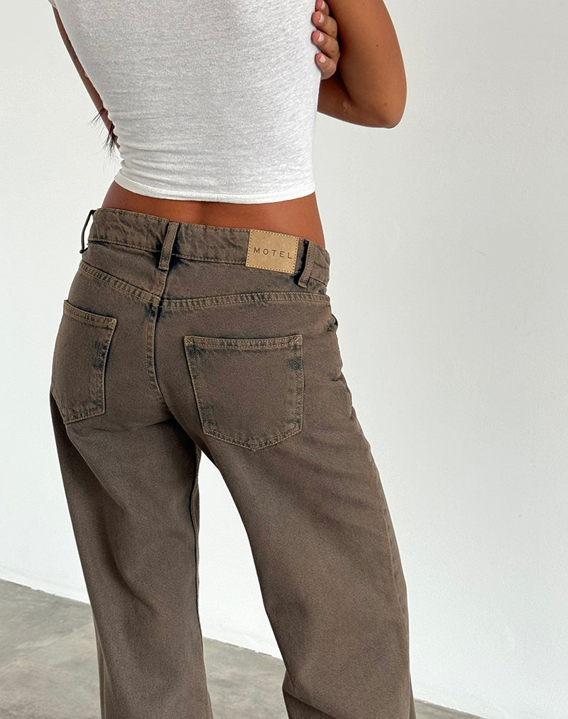 Afbeelding van Low Rise Parallel Jeans in Donker Zand