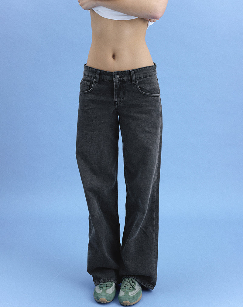Afbeelding van Low Rise Parallel Jeans in Washed Black Grey