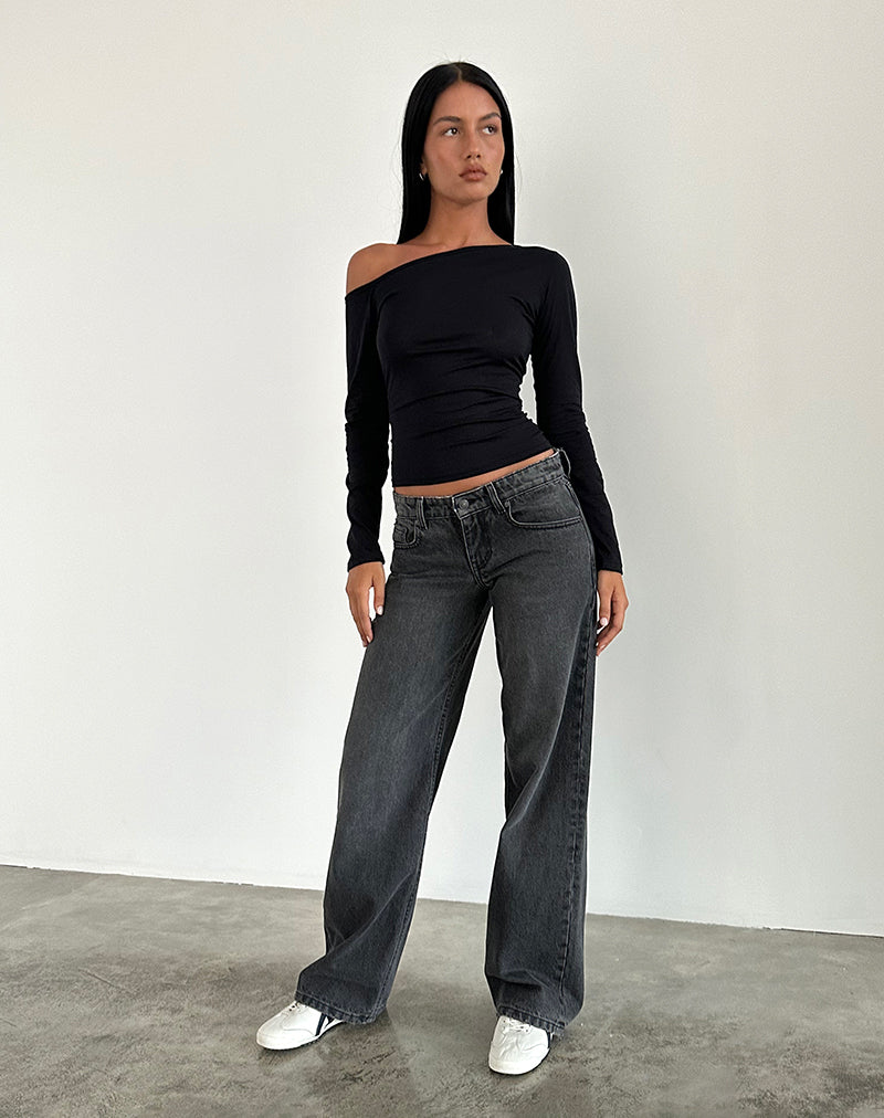 Afbeelding van Low Rise Parallel Jeans in Washed Black Grey