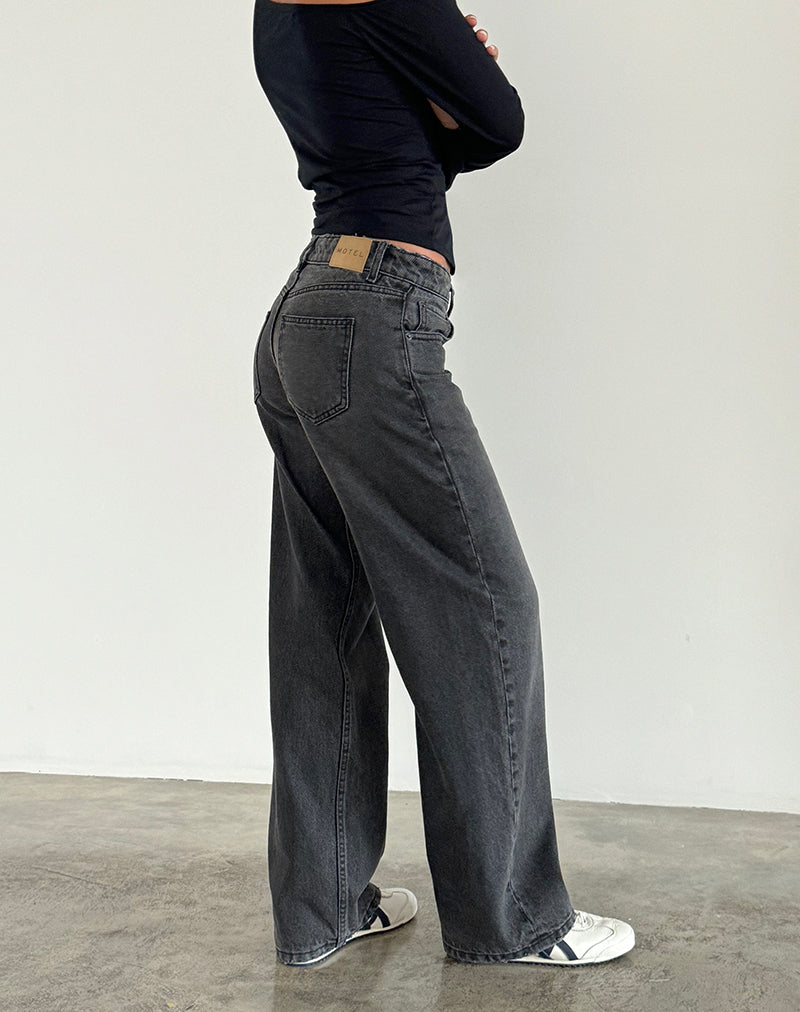 Afbeelding van Low Rise Parallel Jeans in Washed Black Grey