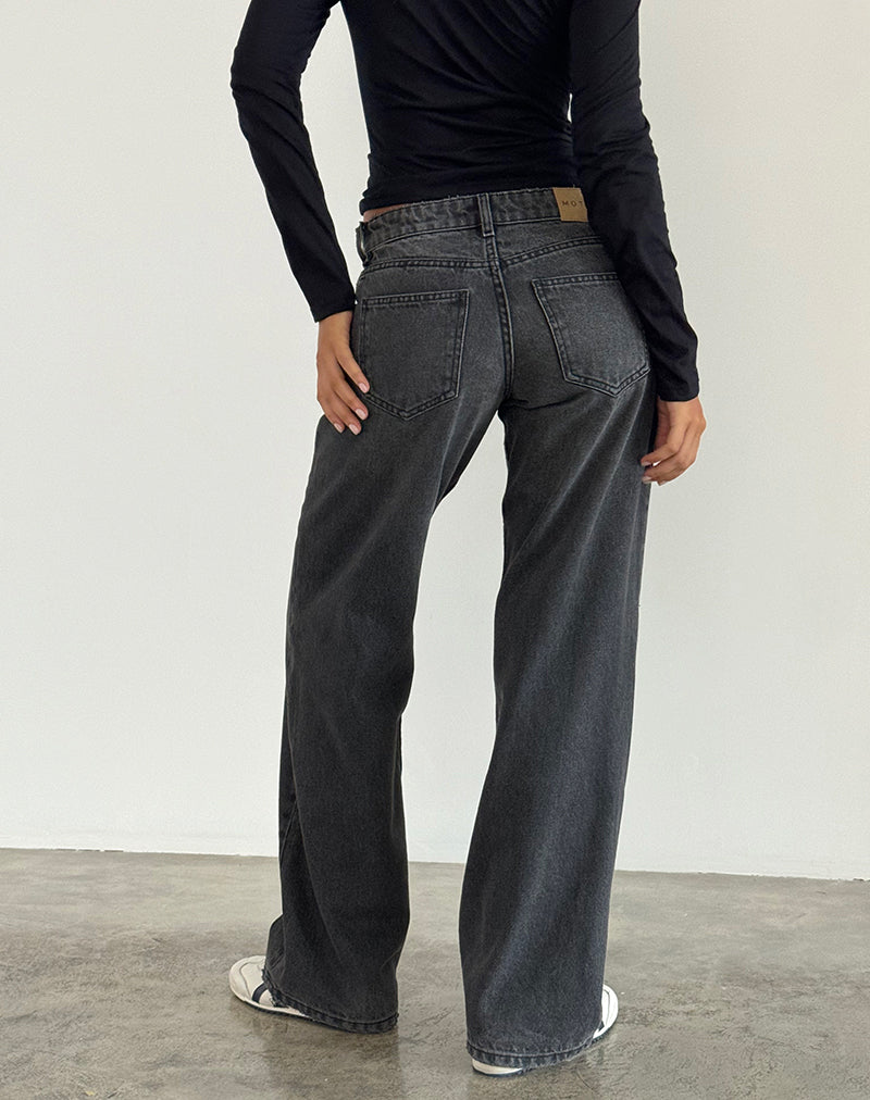 Afbeelding van Low Rise Parallel Jeans in Washed Black Grey