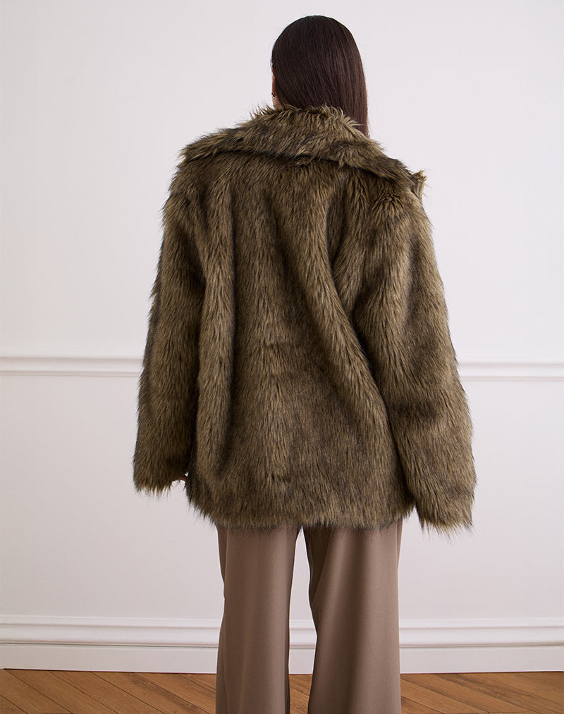 Afbeelding van Lupita jas in imitatie lang bont bruin