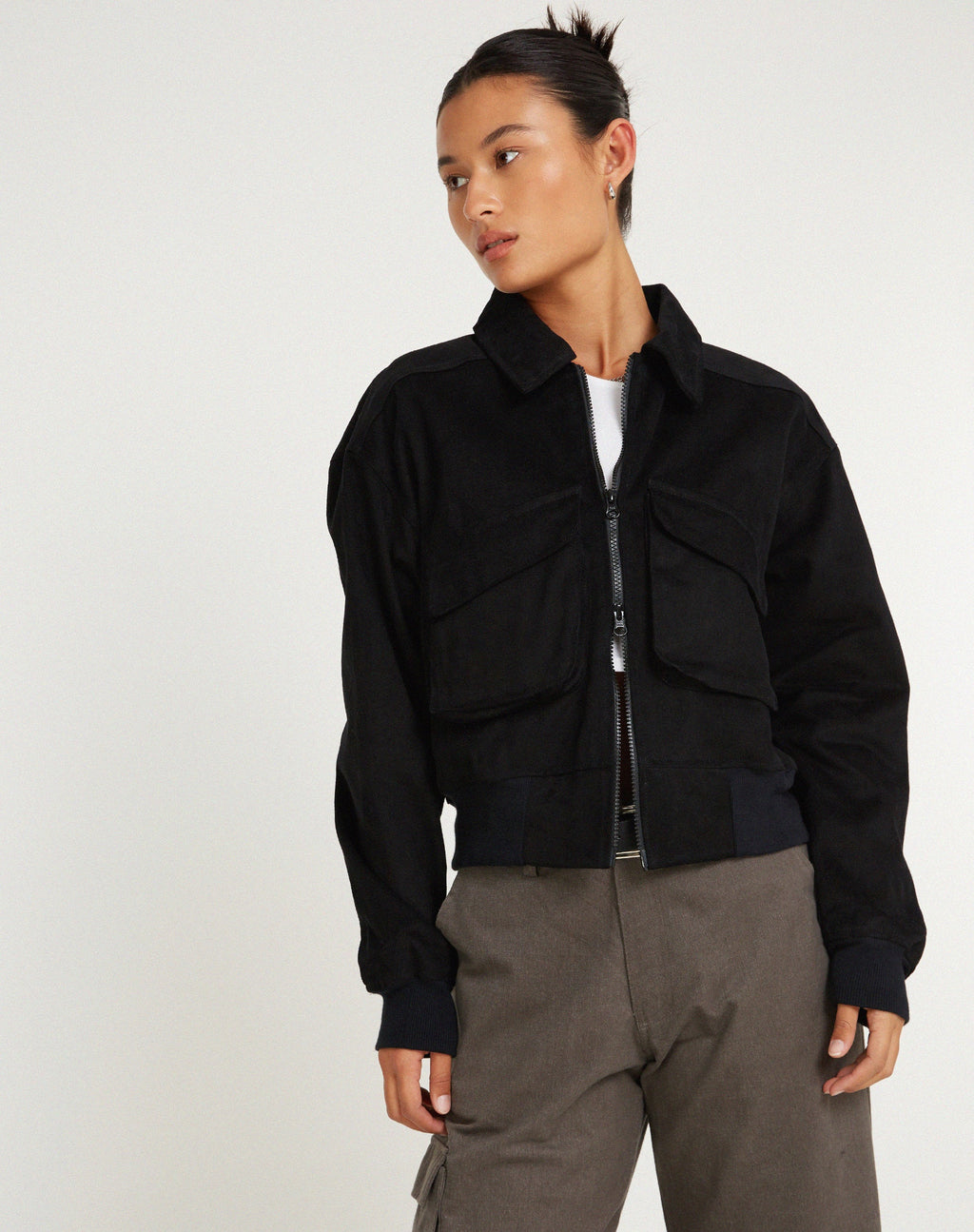 MA2 Jas in Twill Suède Zwart