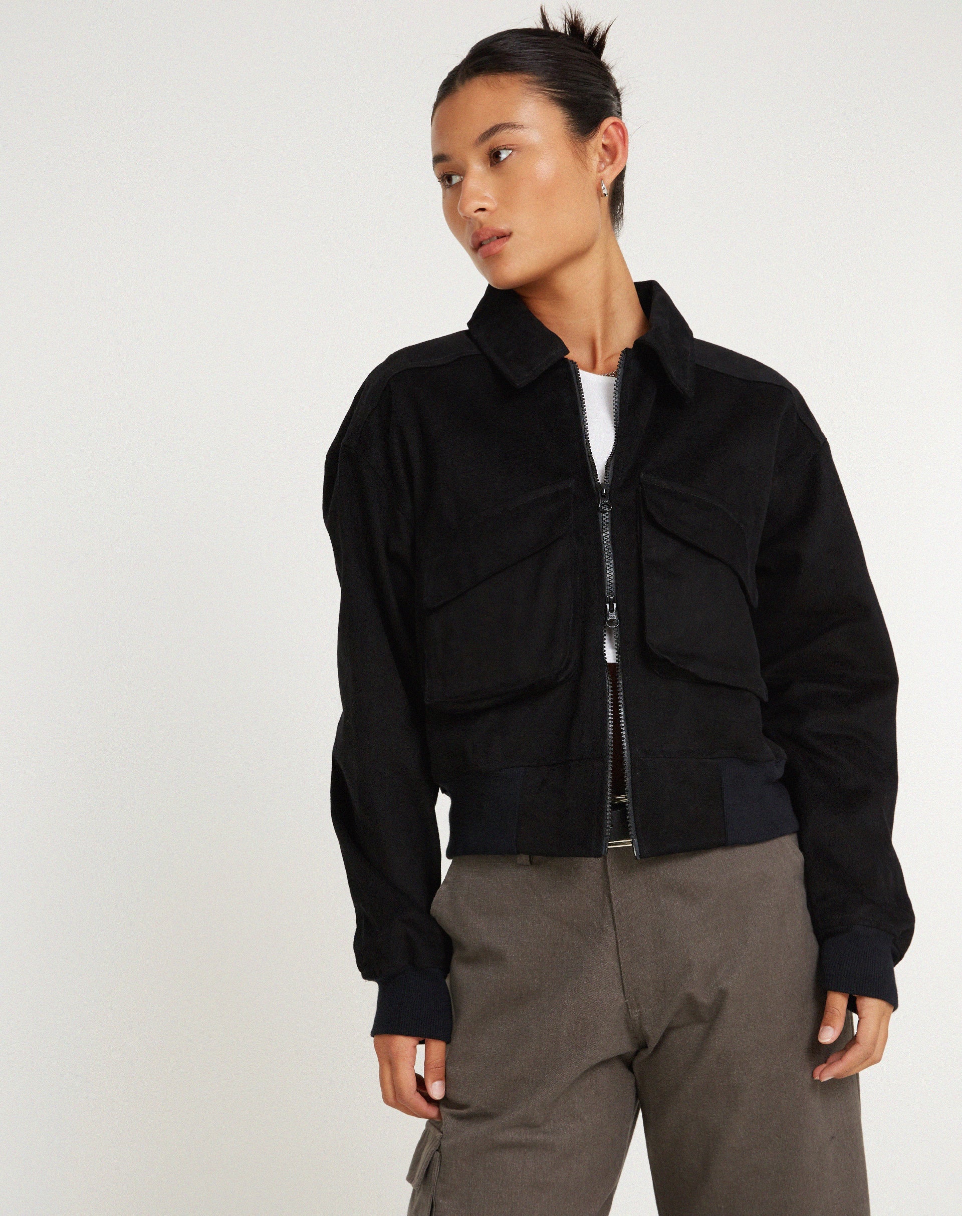Afbeelding van MA2 Jas in Twill Suede Zwart