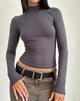 Afbeelding van Mabel Hoge Hals Lange Mouw Top in Rib Black Forest