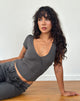Afbeelding van Machiko Plunge Wrap Top in Charcoal Grey