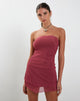 Afbeelding van Mahali Bandeau Mesh Mini Dress in Framboos