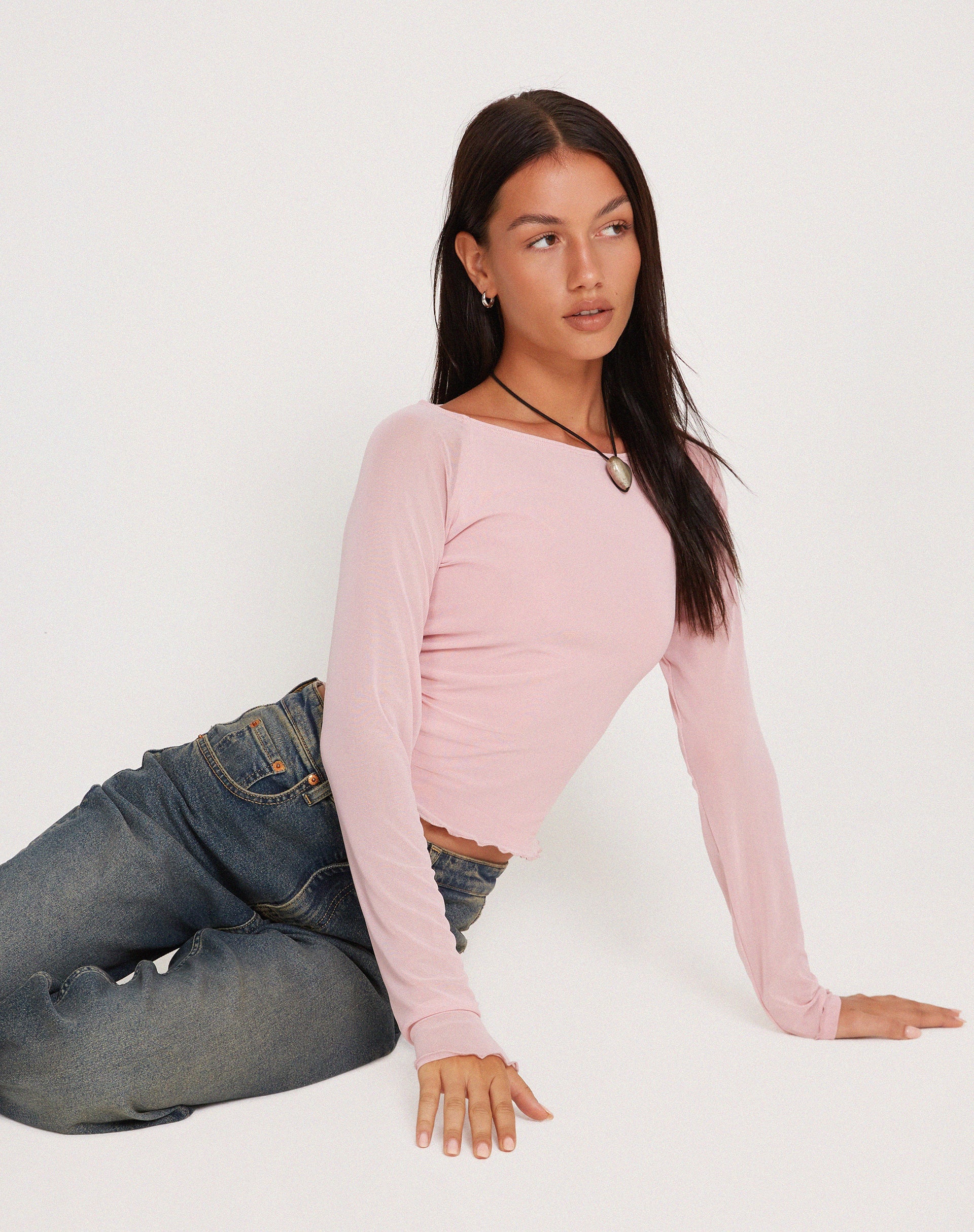 Afbeelding van Mahira Mesh Top met lange mouwen in Roze