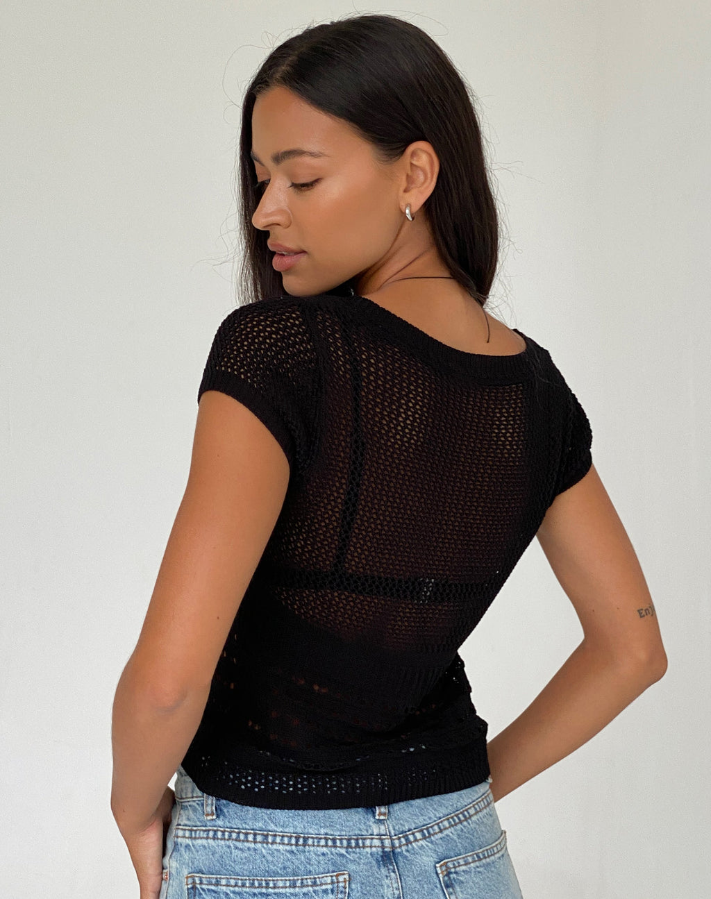 Maika Gebreide Top in Zwart