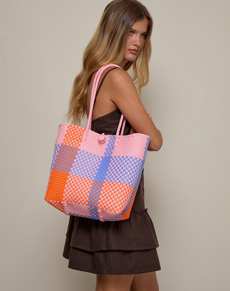 Afbeelding van Market Bag in Check Pink