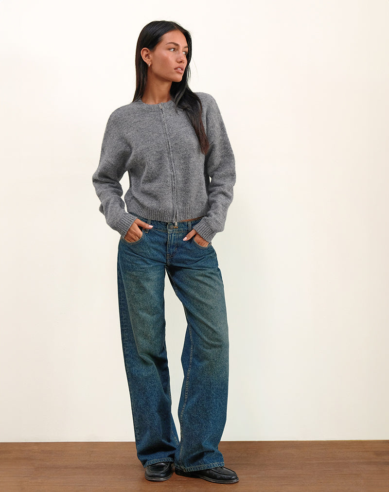 Afbeelding van Maira Zip Through Jacket in Knit Grey