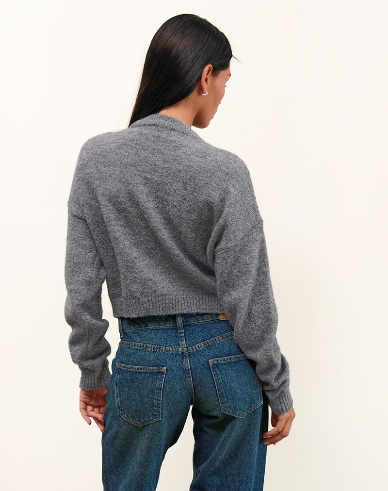 Afbeelding van Maira Zip Through Jacket in Knit Grey