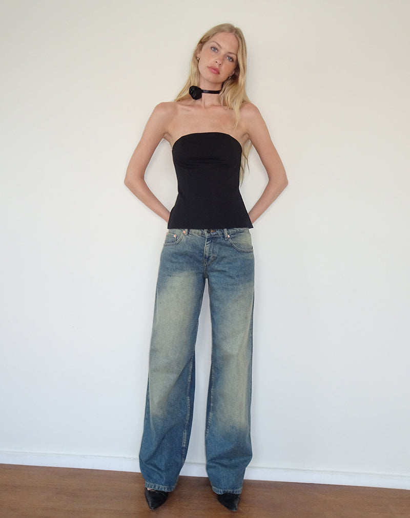 Afbeelding van Mairi Longline Bandeau Top in Zwart Tailoring