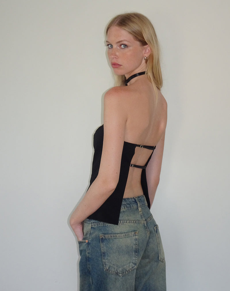 Afbeelding van Mairi Longline Bandeau Top in Zwart Tailoring