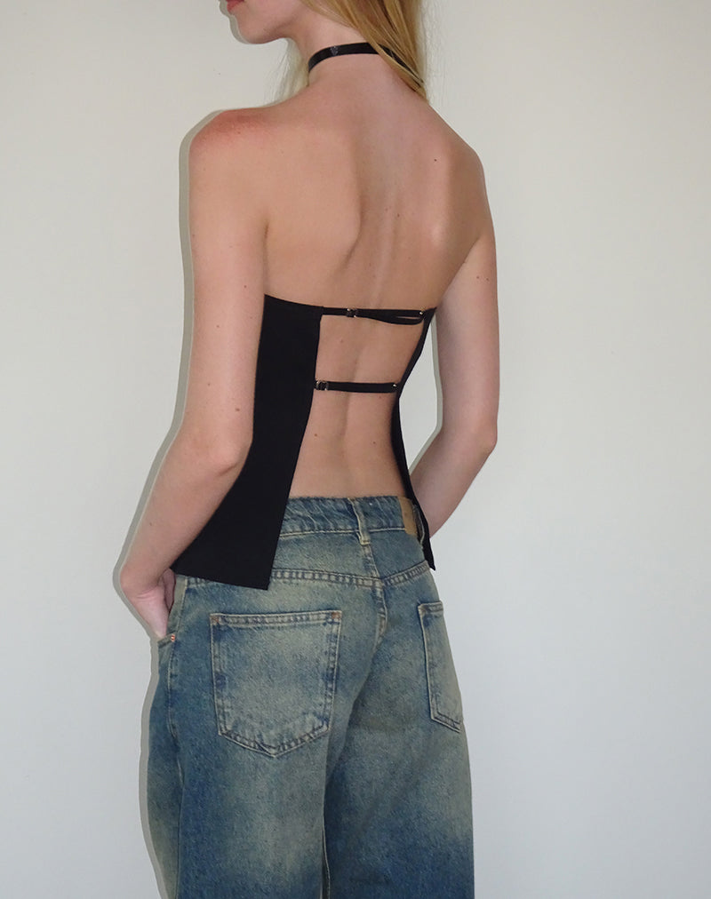 Mairi Bandeau Top met lange lijn in zwart Tailoring