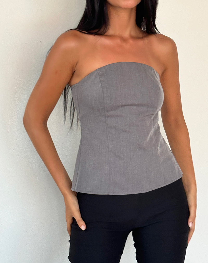 Afbeelding van Mairi Longline Bandeau Top in Charcoal Tailoring