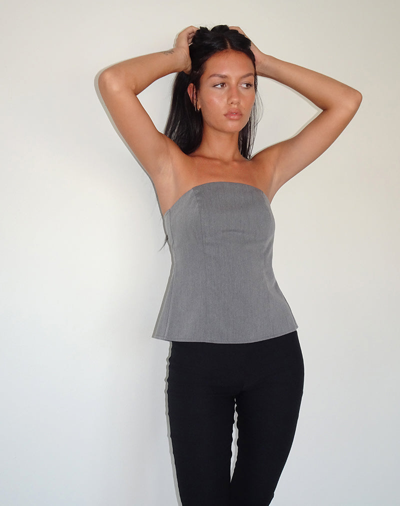 Afbeelding van Mairi Longline Bandeau Top in Charcoal Tailoring