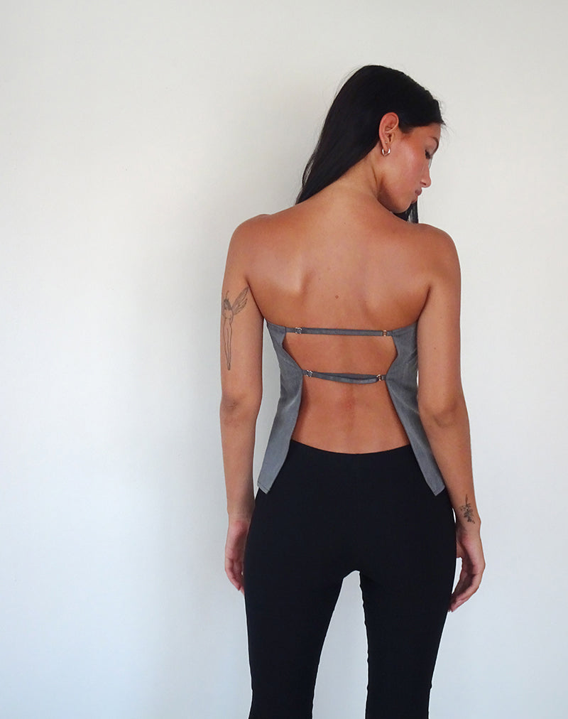 Afbeelding van Mairi Longline Bandeau Top in Charcoal Tailoring