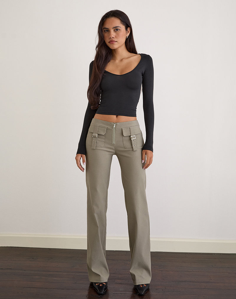 Maite Pocket Broek in Getailleerd Taupe