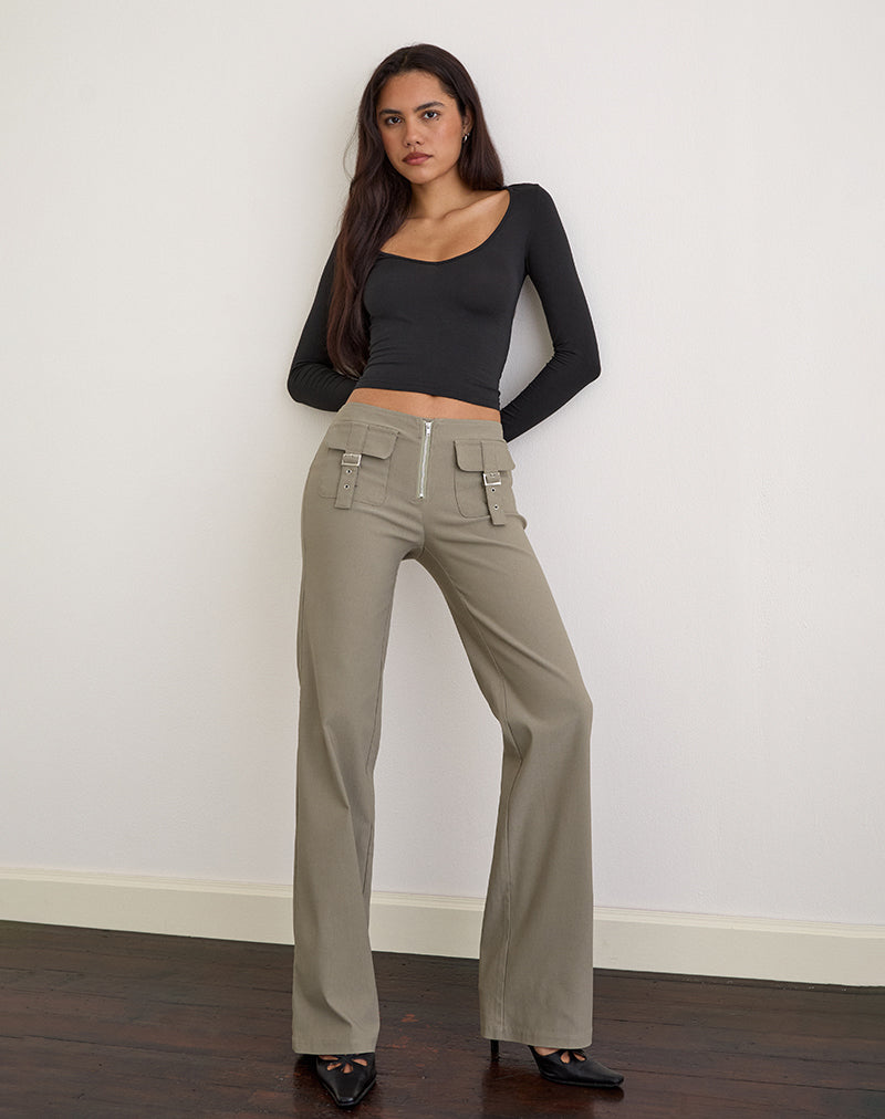 Afbeelding van Maite Pocket Broek in Getailleerd Taupe
