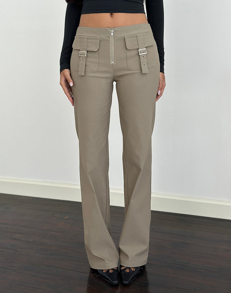Afbeelding van Maite Pocket Broek in Getailleerd Taupe
