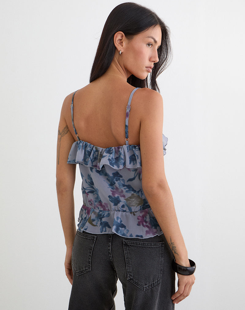 Afbeelding van Maitra Cami Top in chiffon Shadow Lily Blue