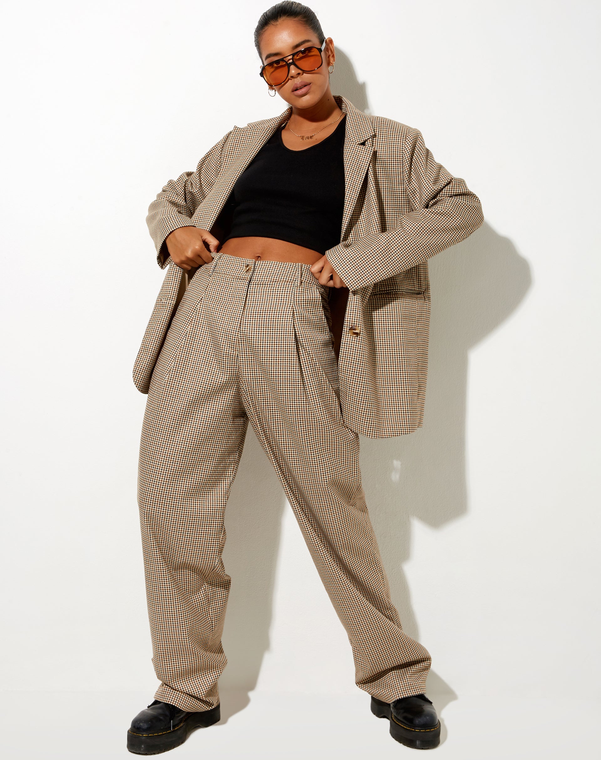 Afbeelding van Maiwa Blazer in Klein geruit Bruin