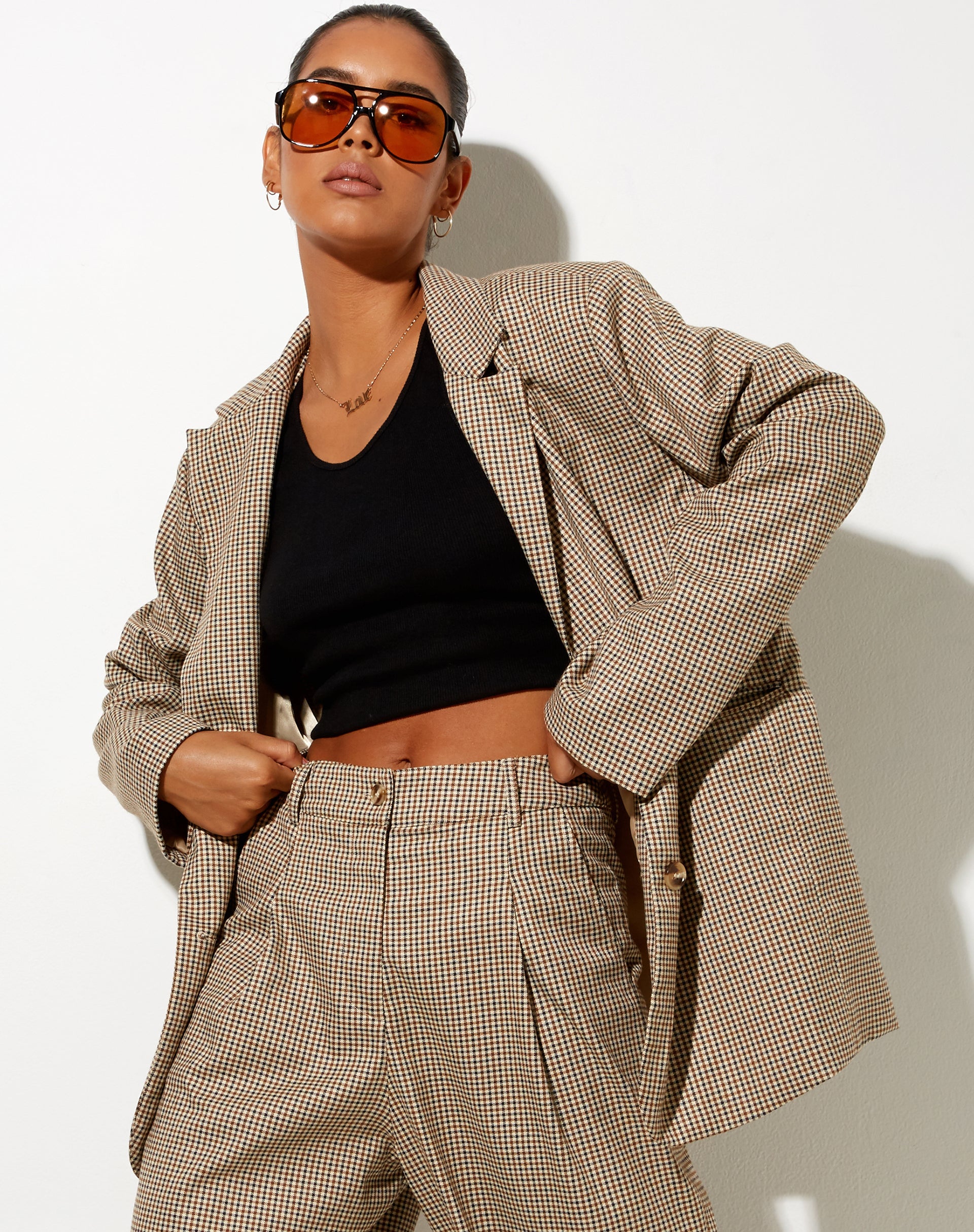 Afbeelding van Maiwa Blazer in Klein geruit Bruin