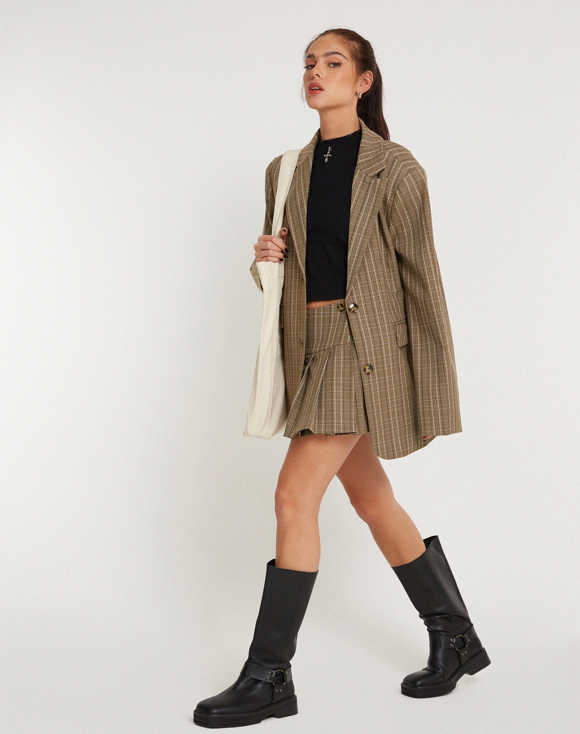 Afbeelding van Maiwa Blazer in geruit bruin