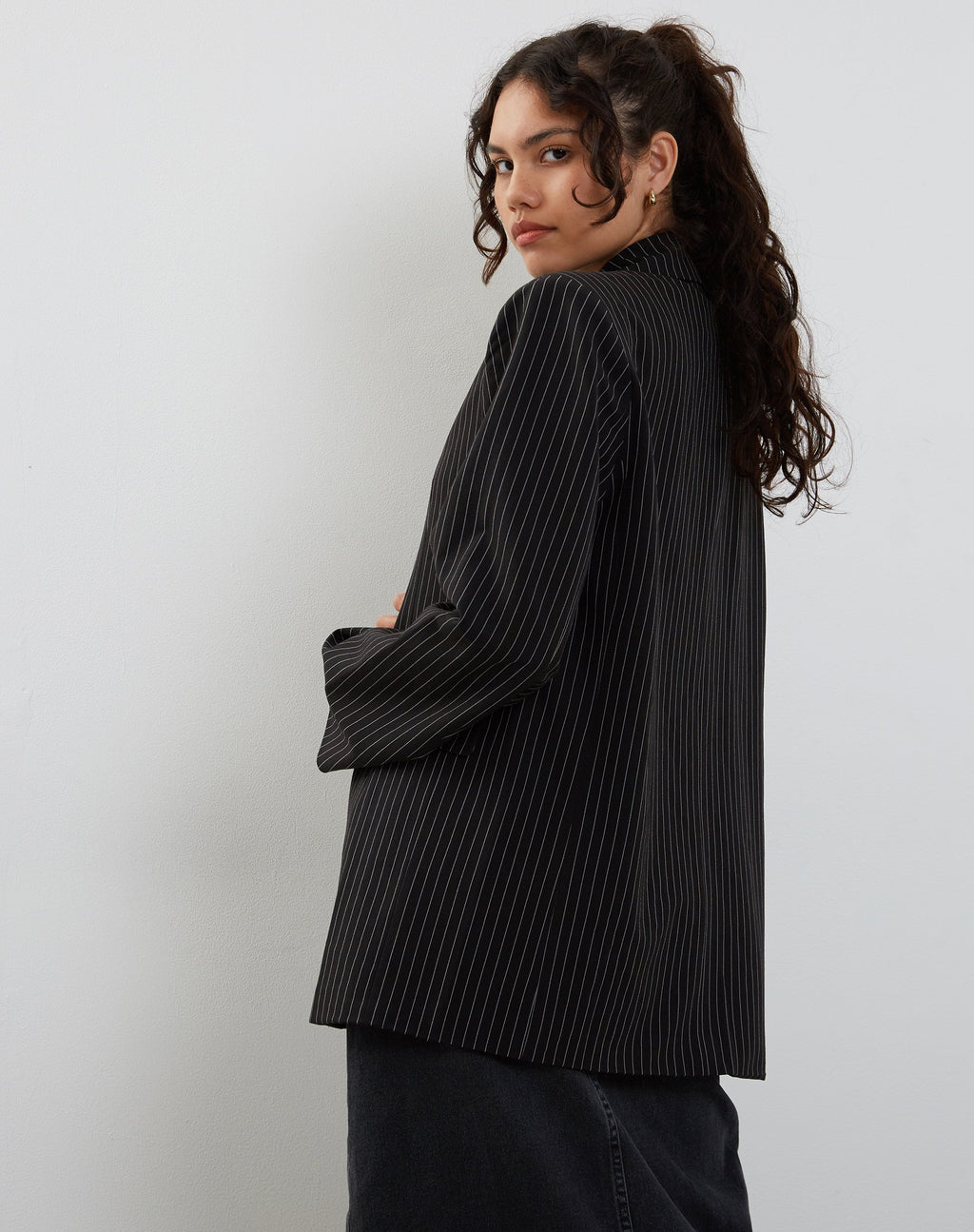 Maiwa Blazer in Krijtstreep Zwart