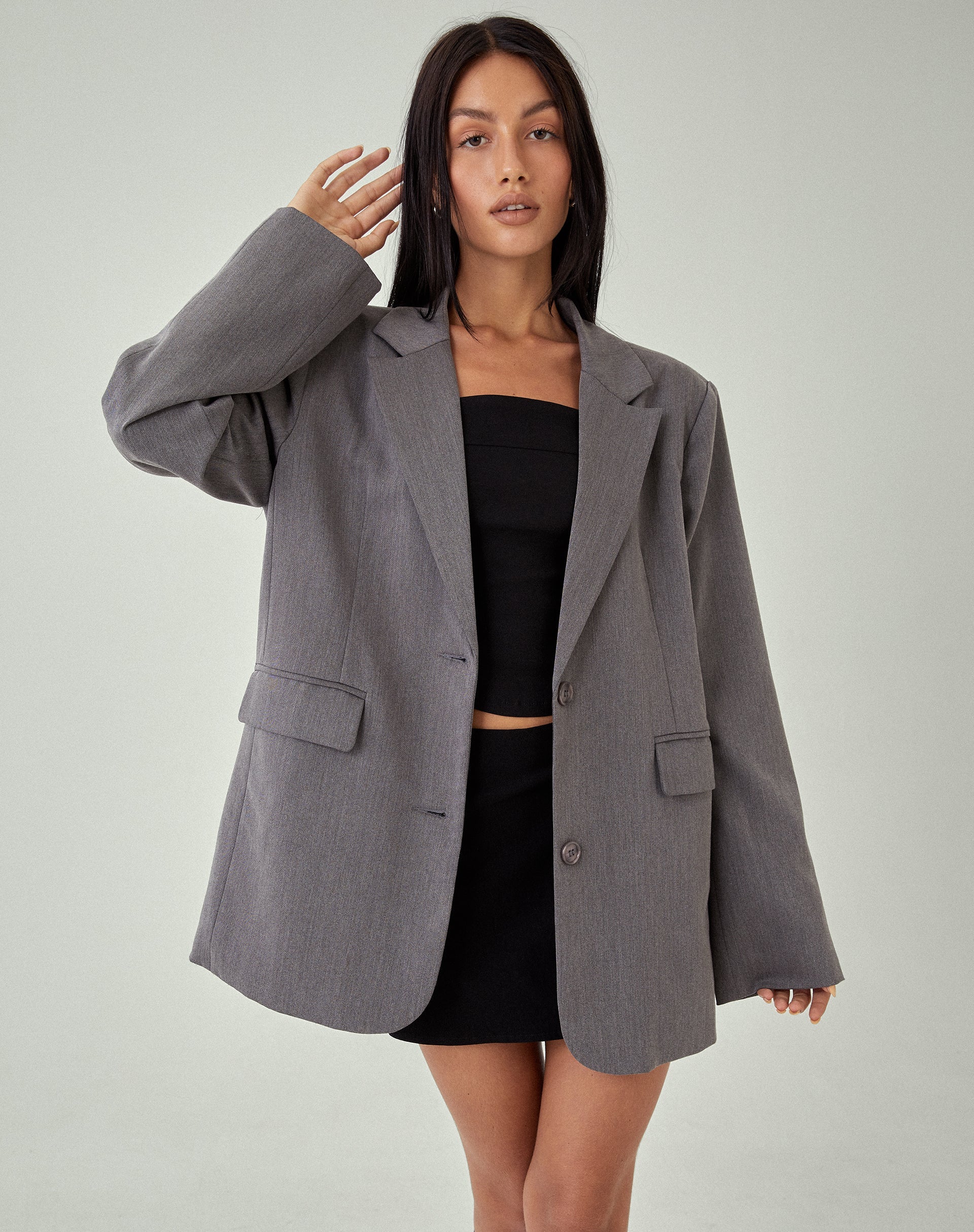 BEELD VAN Maiwa Blazer in Getailleerd houtskool
